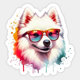 Watercolor American Eskimo Dog Sticker